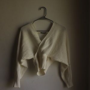 White v cut sweater